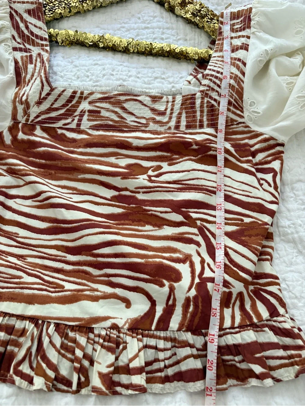 Love the Label Puff Eyelet Sleeve Zebra Print Blouse